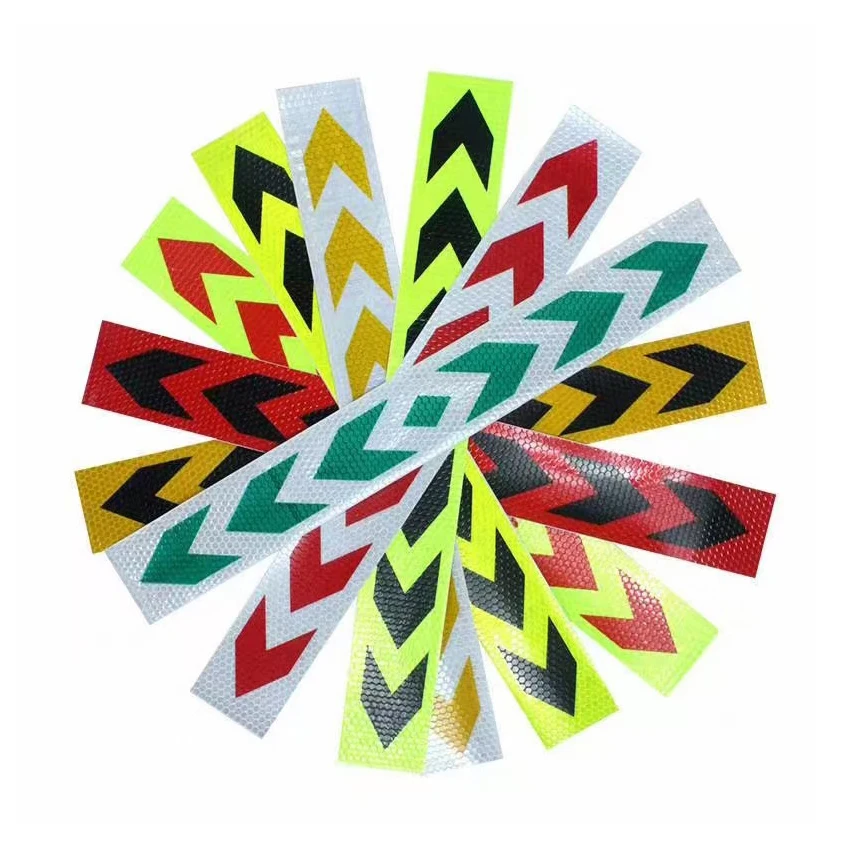 MANCAI High Reflectivity Yellow and Black Arrow Reflective Sticker Arrow Adhesive Reflective Tape For Truck Vehicles
