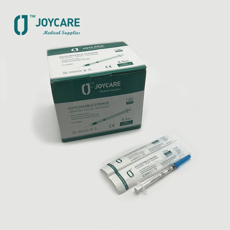 Disposable Auto disable AD Syringe 0.05ml 0.1ml 0.2ml 0.3ml 0.4ml 0.5ml 1ml AUTO disable syringe