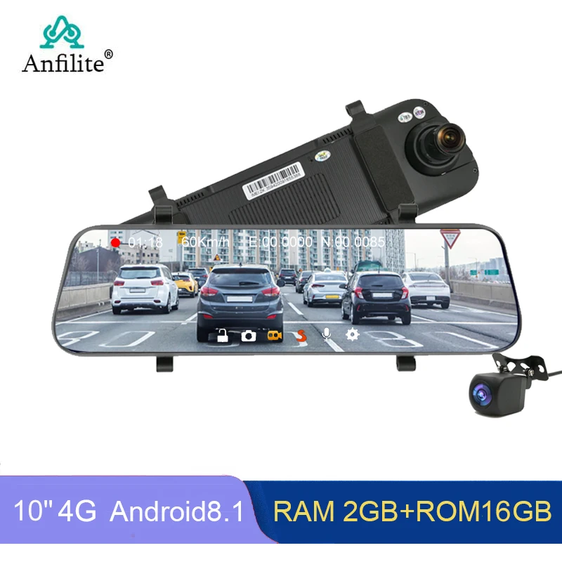 10 inch android 2G+16GB GPS Navigation 4G Car dvr camera FHD 1080P ADAS dash cam FM WIFI driving recorder dvr rearview mirror