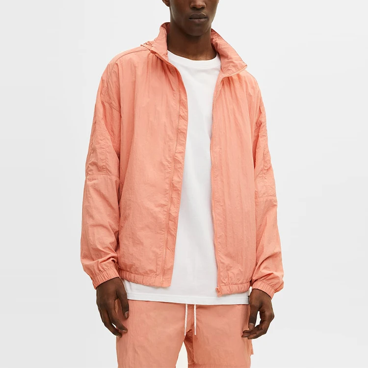 wholesale men sweatsuit training & jogging windbreaker zip up jacket shorts nylon customized logo two piece set tracksuit