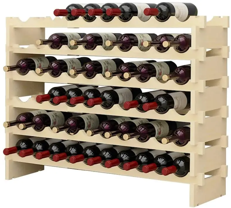 Amazon Popular Free Stand Stack solid timber wood wine racks