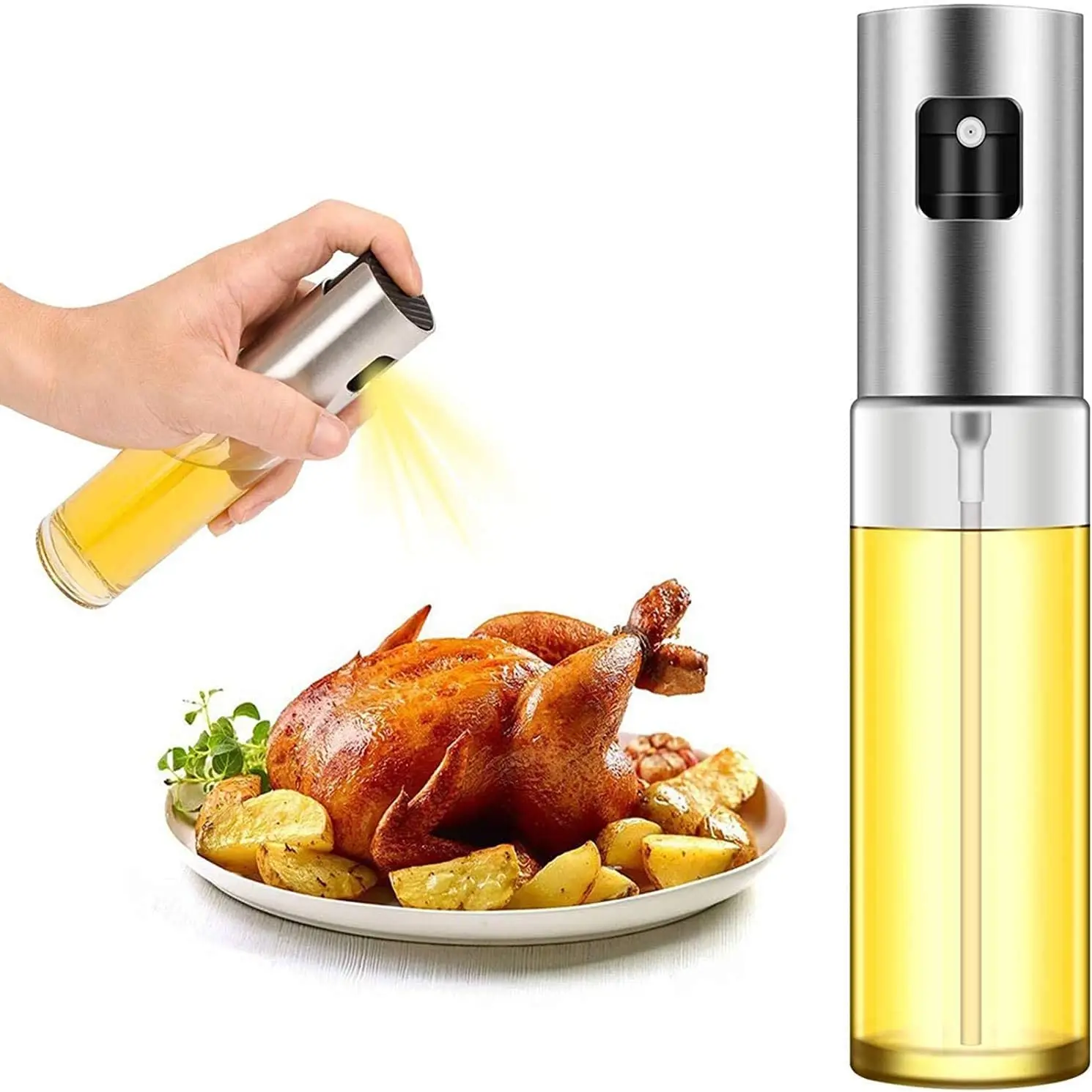 Olive Oil Bottle Stainless Steel Oil Dispenser Glass Oil Sprayer For kitchen Cooking Camping