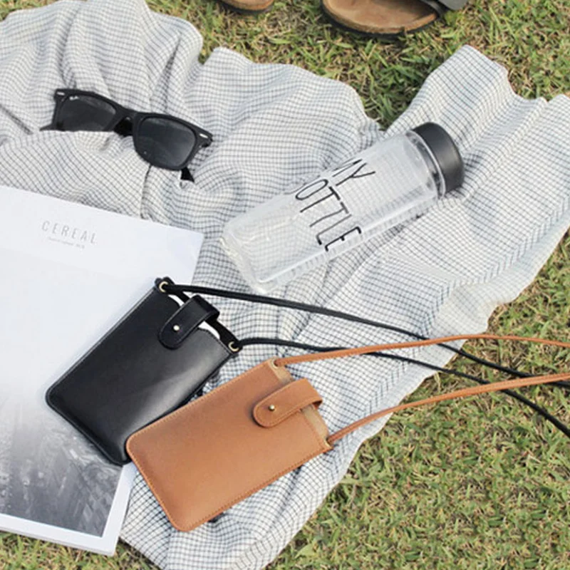 Chic Leather Phone Pouch Case Portable Phone Bags Smartphone Holder Crossbody Bag