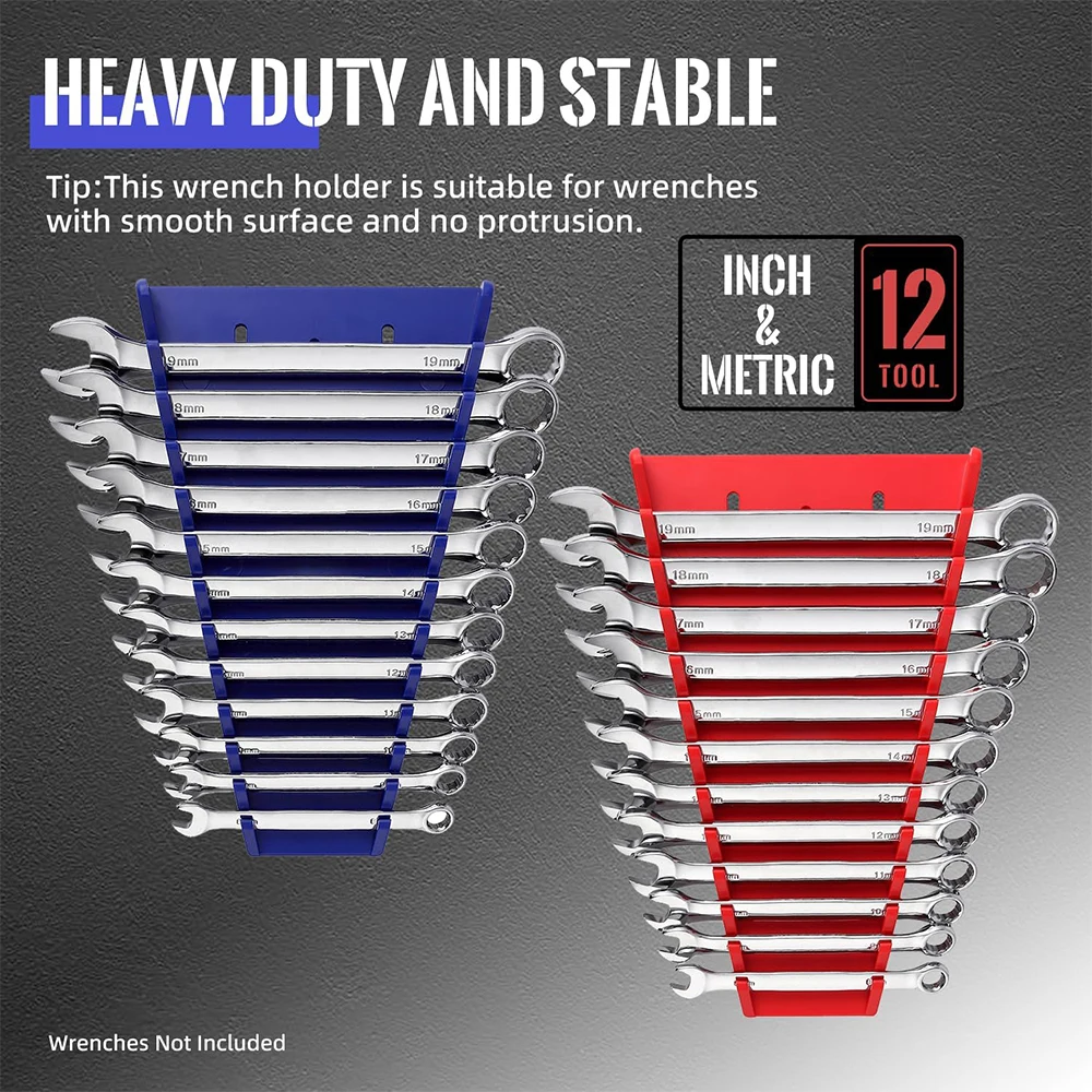 Magnetic Wrench Organizer Multi-purpose Spanner Holder Hardware Tool Holder Rack with Hole and Magnetic Hanging Plate