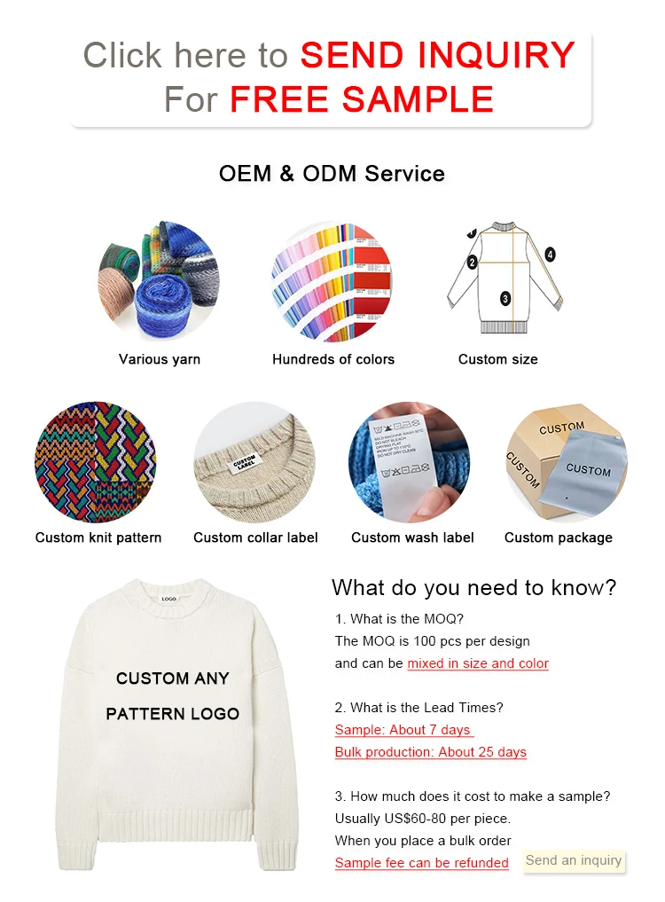 Custom LOGO OEM & ODM men sweater Jacquard pullover knitwear winter crew neck jumper cotton knitted designer custom knit sweater