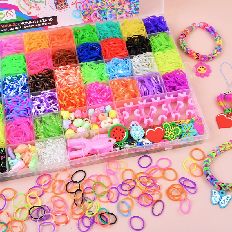 Rubber Loom Bands Starter Kit 40 Colors Loom Bands Kit for DIY Refill Bracelet Making Craft Kits Gift for Kids