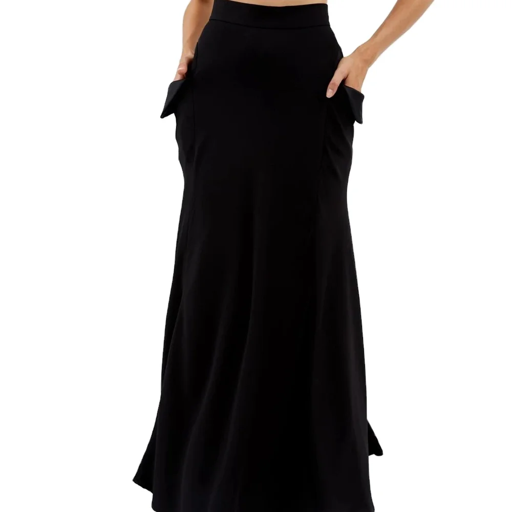2021 Women Plain Maxi Skirt Big Hem Ladies Fashion Long Latest Design Skirts With Pockets