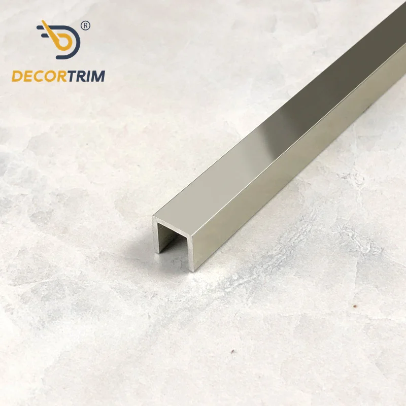Prolink Metal Factory YJ-079 U Shape Aluminium Alloy Decoration Wall Metallic Decorative Tile Trim Strip For Home Decor