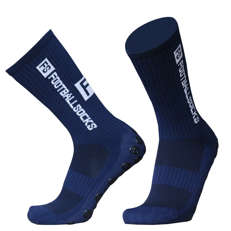 Custom Design High Tube Sports Compression Youth Soccer American Men Anti-slip Long Grip Socks Football,Navy Blue Socks