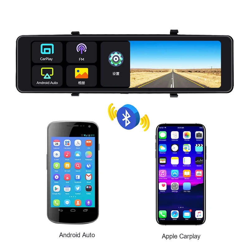 Автомобильный Универсальный портативный беспроводной carplay Android Авто 12 дюймов сенсорный экран android