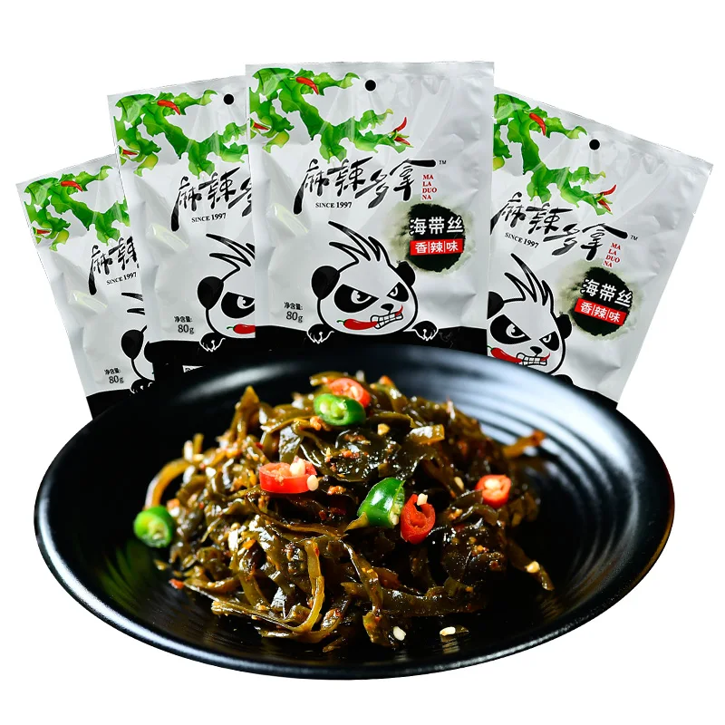 
Wholesale Low Fat Spicy Flavored Shredded Kelp Kimchi Seaweed Snacks Chips Potato In Bag 80g 