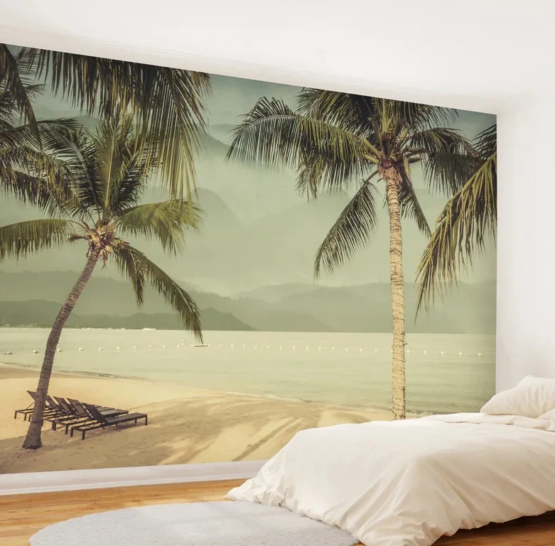 custom palm tree 3d beach sea wallpapers forest trees self adhesive