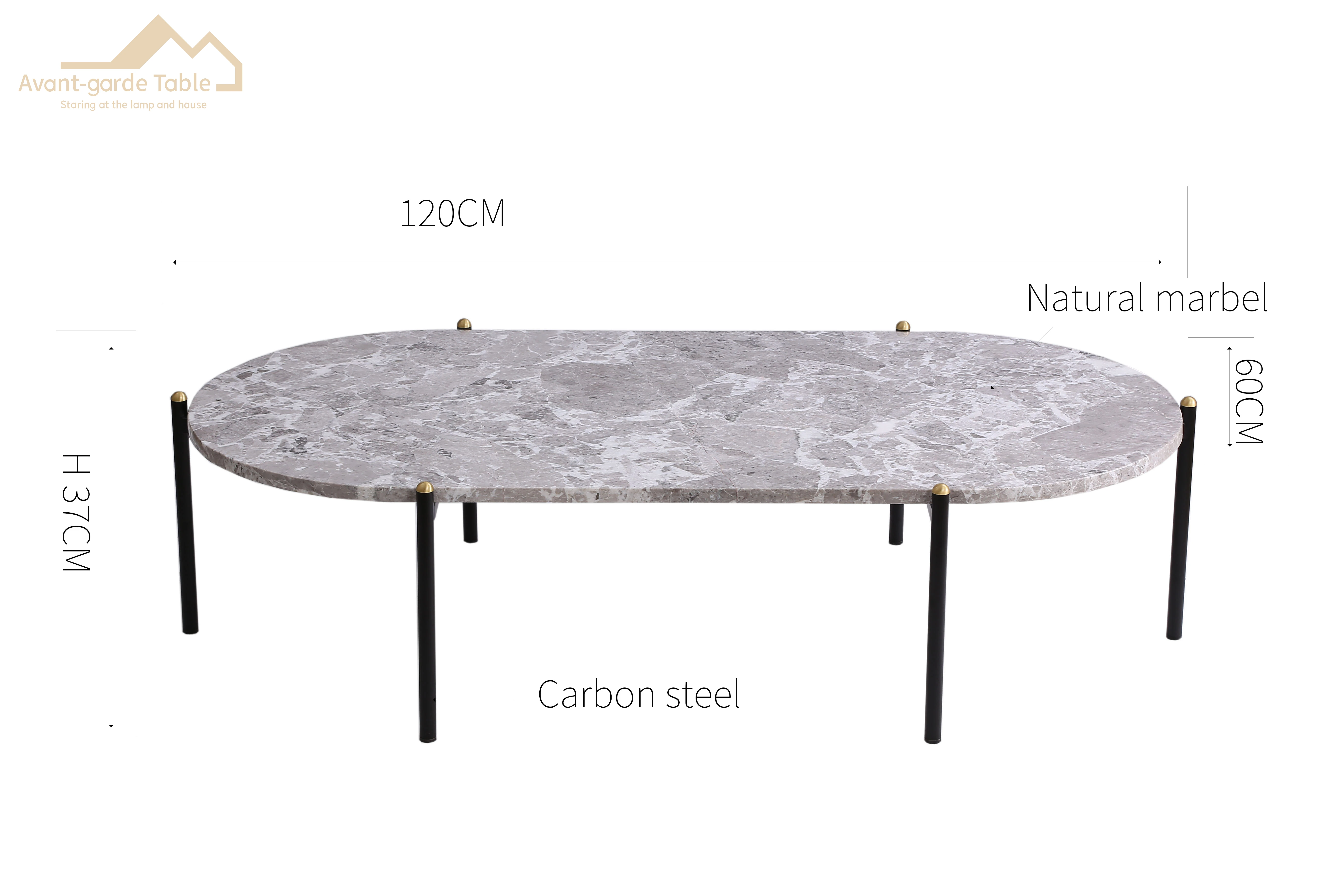 Factory Custom Oval Coffee Table  Home Decor Real Natural  Marble Top Center Tea Table for Living Room