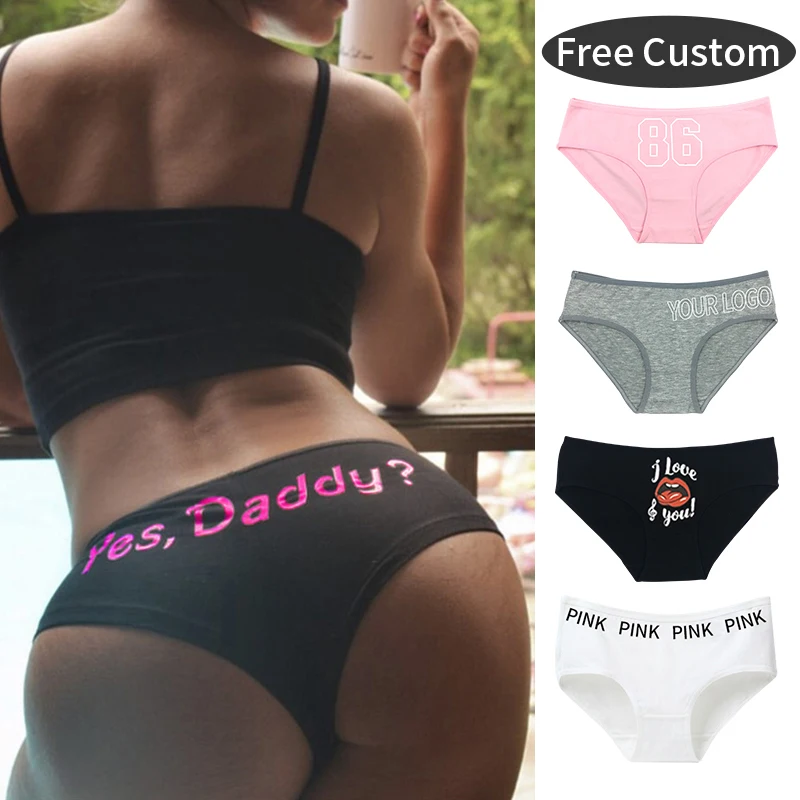 Оптовая продажа, новый стиль, женские сексуальные эластичные хлопковые трусики с низкой талией и принтом букв из мультфильмов, нижнее белье для девушек