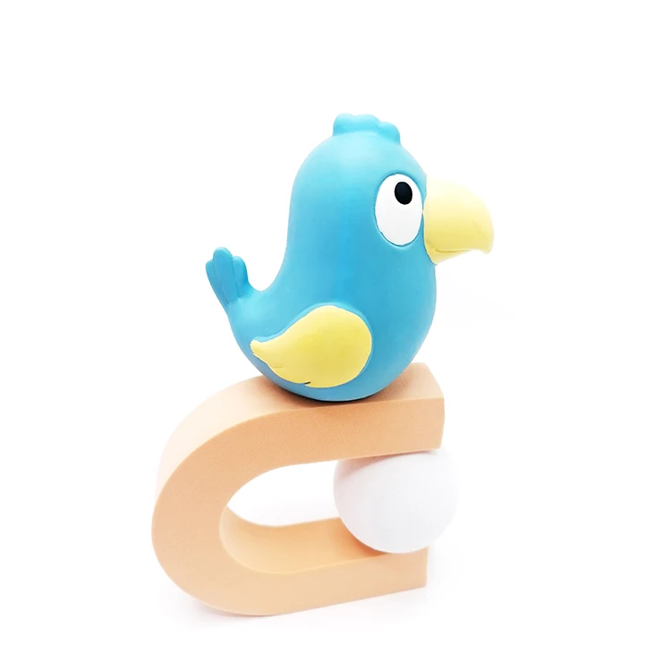 Pure Natural Hand-painted Blue Cure Bird Shape Chewing Rubber Baby Teether Toy