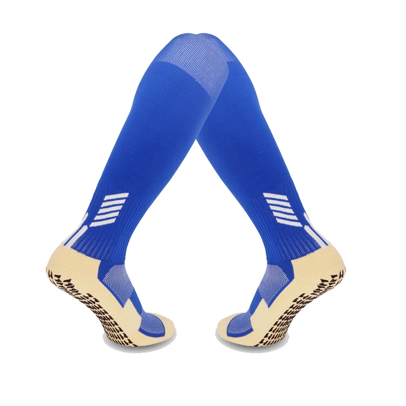 Custom logo design cushioned youth long football socks youth boot grip soccer socks that prevent blister
