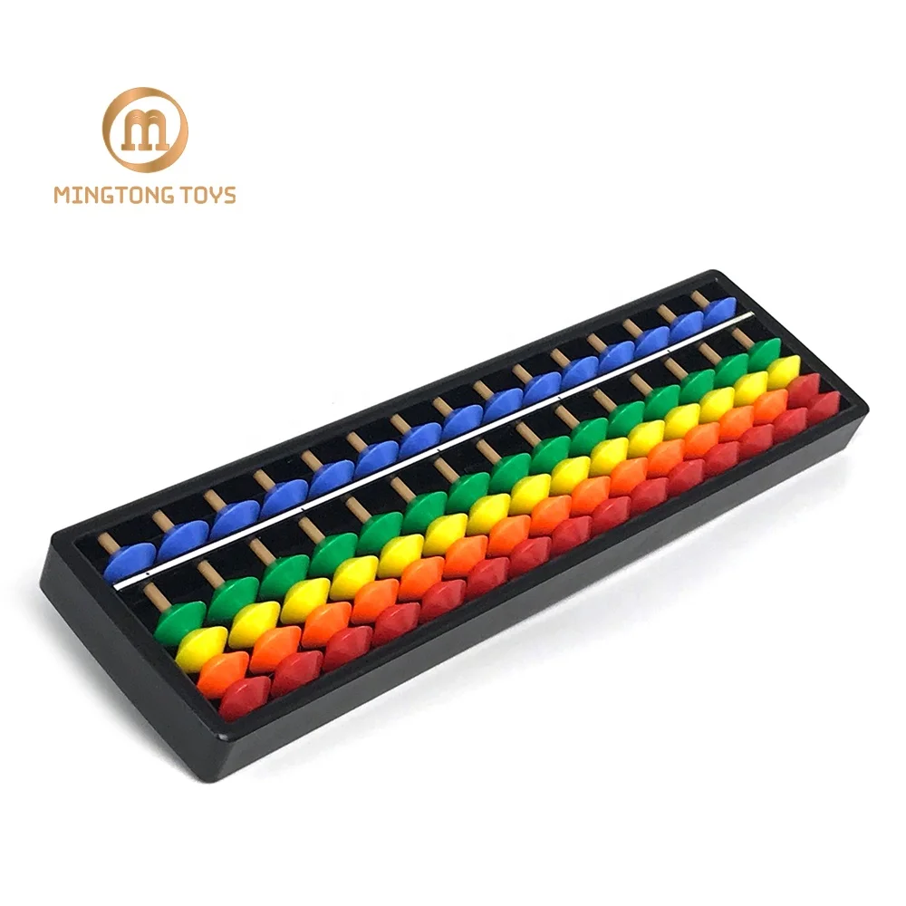 Educational plastic counting bead toys colorful 15 rod rainbow arithmetic soroban kids abacus