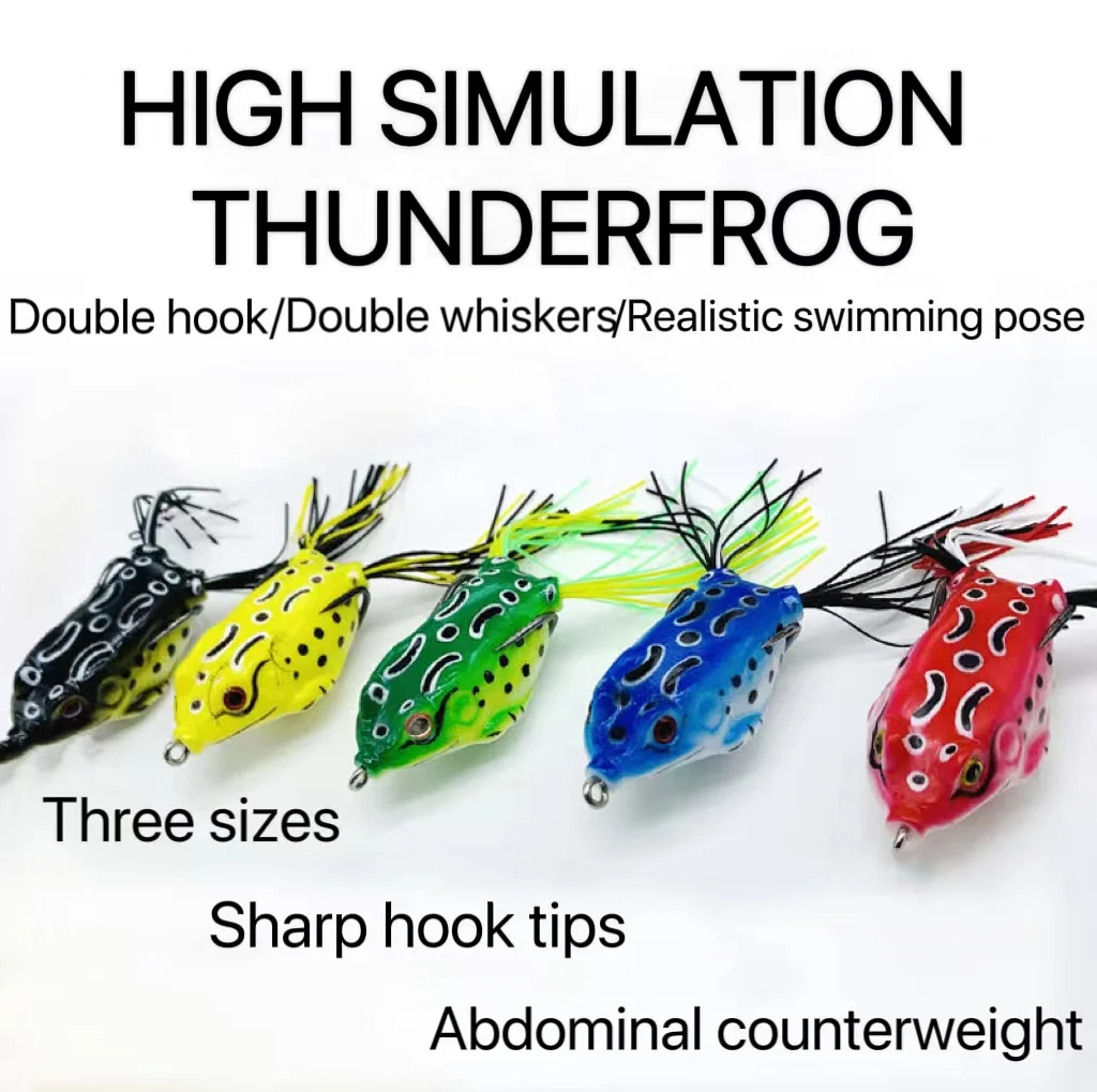 CustomizationSinking Artificial Thunder Frog 5 Colors Big And Medium Fishing Frog Hollow Body  Black Bass Fishing