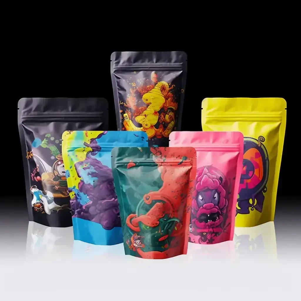 Custom Printing Resealable Smell Proof Stand Up Pouch Zipper Packing Bag Packaging 3.5g/7g/1oz/1lb Mylar Bag With Zipper