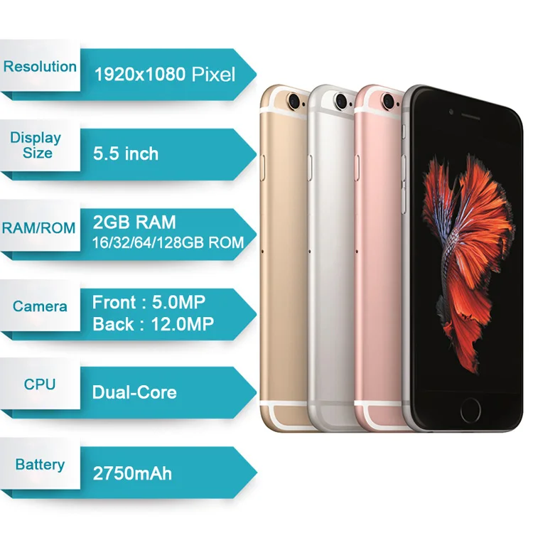 Оптовая продажа оригинальный б/у смартфон 6s Plus 16 ГБ 64 128 разблокированный Восстановленный бывший в употреблении мобильный телефон для iphone