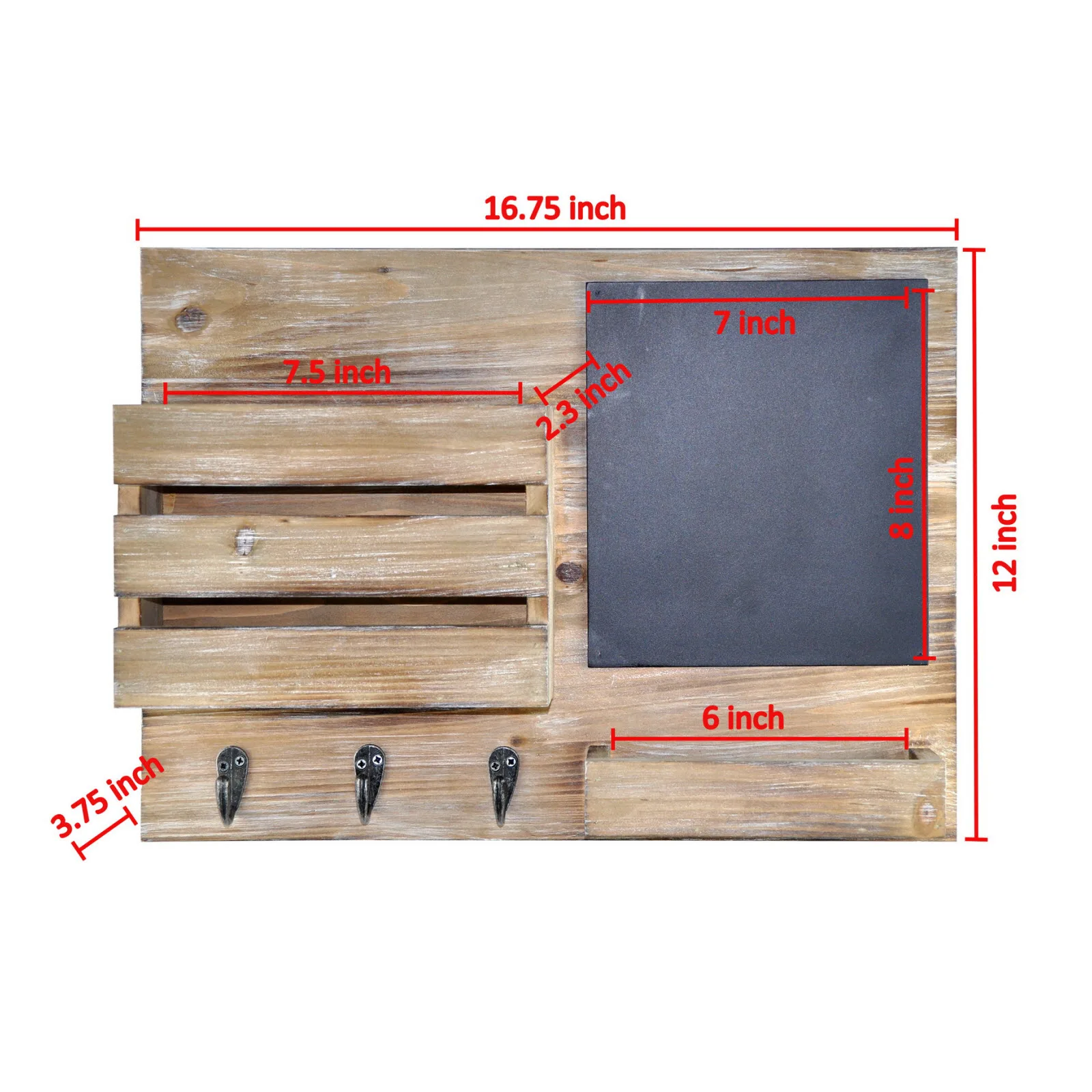 Solid Wood Wall Mounted Mail Envelope Rack Coat Rack Mail & Key Holder With chalkboard