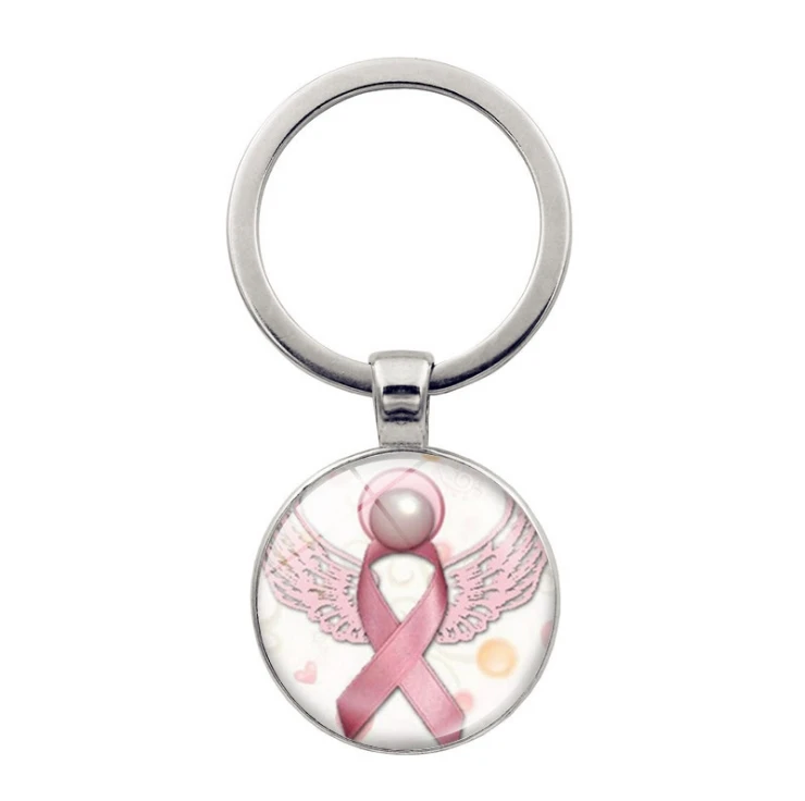 Изготовленный на заказ образец брелок для ключей в виде рака молочной железы с мягким именем и эпоксидной красной лентой