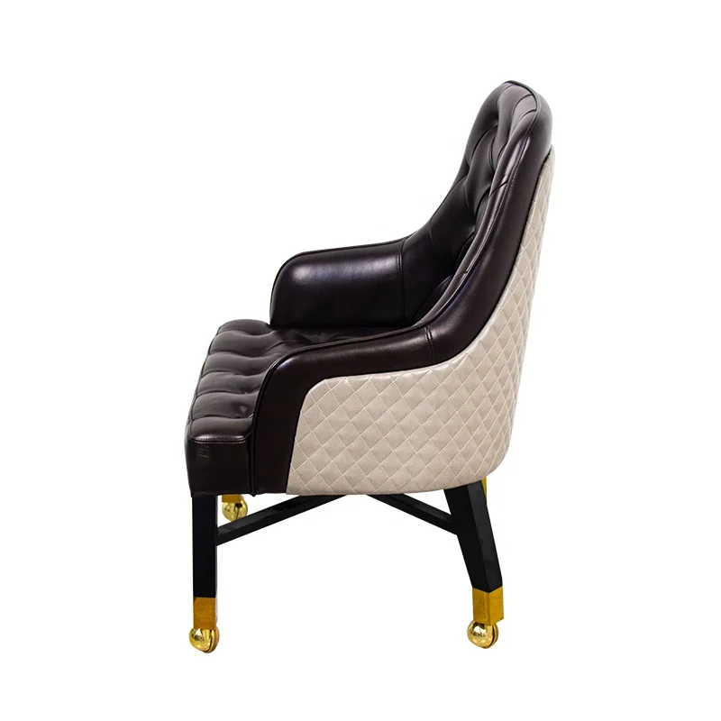 YH VIP Baccarat Comfortable Armchair Padded Seat Embroidery Logo Casino Poker Gaming Chair With Rolls