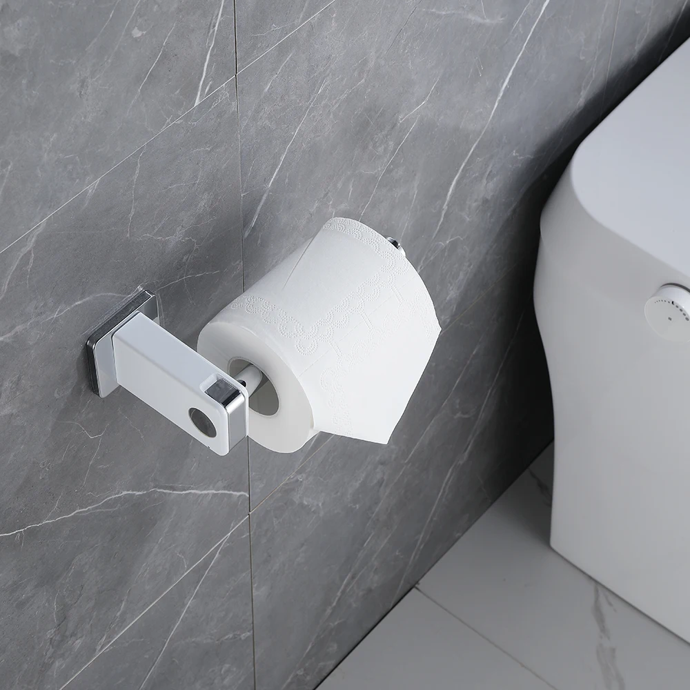 Toilet Roll Holder No Drilling SUS304 Stainless Steel Wall Mount Toilet Paper Holder Dispenser with Hidden Hook For Bathroom