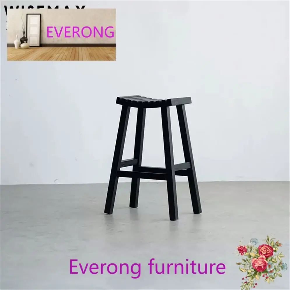 EV FURNITURE Japanese Style Restaurant Furniture Home Wood Dining Chair Solid Ash Wood Bar Stool Optional Bar Chair Design
