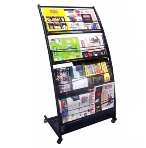 Removable Metal Book Rack Newspaper Magazine  Literature Stand Library Display Rack