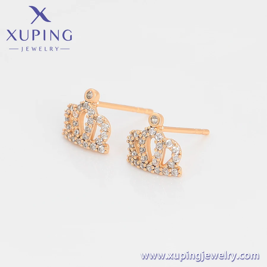 S00150635 xuping jewelry Sweet temperament elegant and noble queen must have crown diamond stud earrings