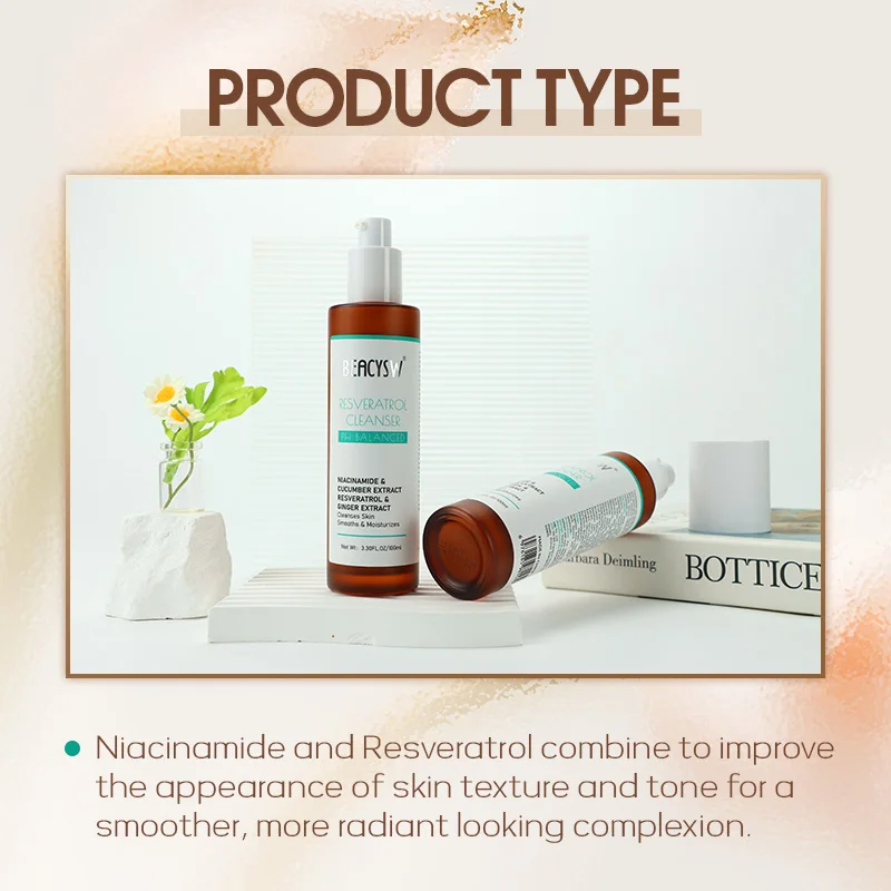 Resveratrol Glycolic Acid Face Wash, Exfoliating Facial Cleanser and Scrub