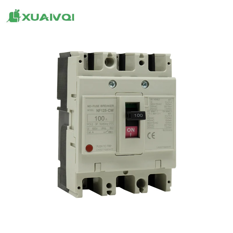 Professional XUANQI NF100-3P 5kA 400V/690V 50A/63A/80A/100A/125A 50/60Hz MCCB 3P moulded case circuit breaker