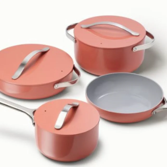 Hot sell caraway pressed aluminum ceramic coating cookware set with stainless steel handle