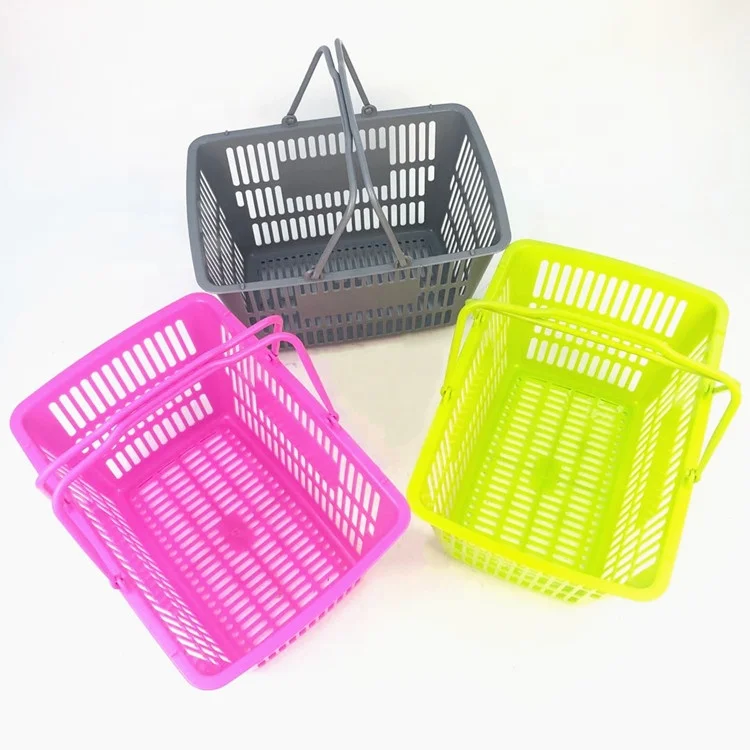 Hot sale eco-friendly mini 10L supermarket grocery 2 handles PP plastic shopping basket