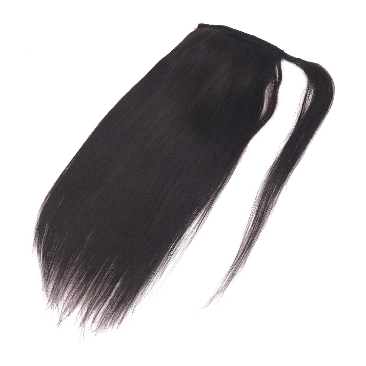 Direct Factory Wholesale 100% Human Hair Straight Ponytail Extensions Wrap Around Human Hair Clip On Ponytail