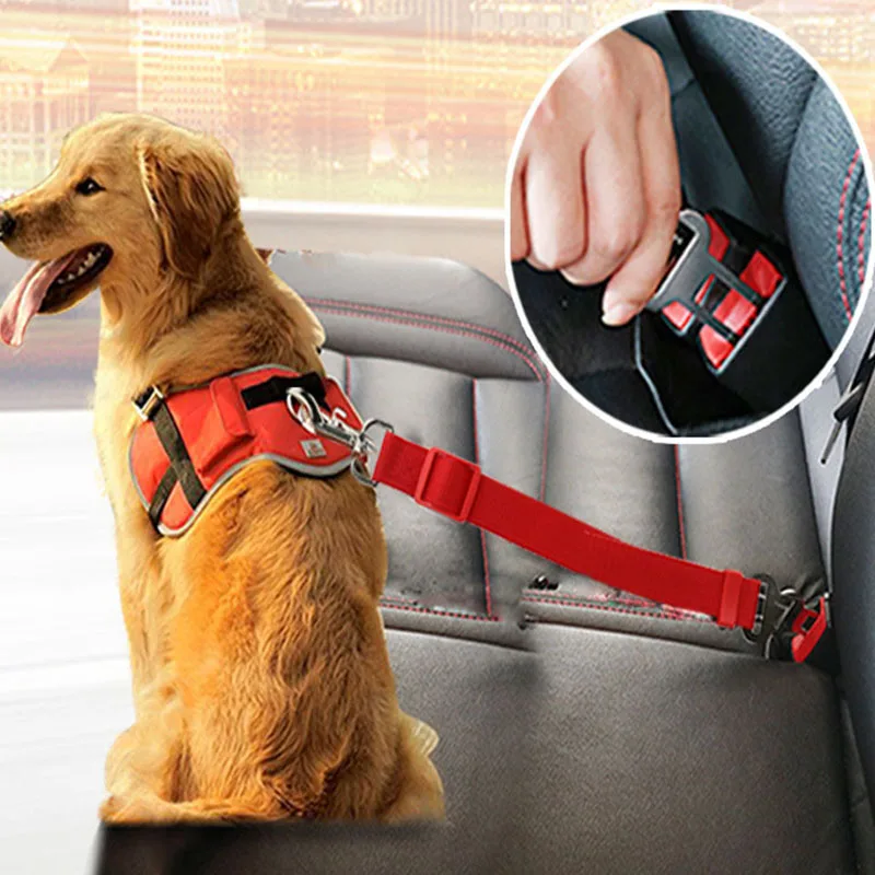 Pet Car Seat Dog SeatBelt Safety Harness Restraint Adjustable Leash Travel Clip Cat Dog Car Seat Belt