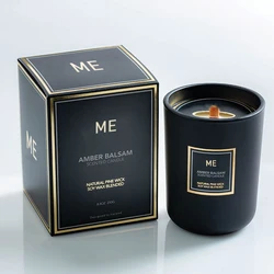 Mescente Luxury Custom Glass Bottle Woodwick Strong Scented Soy Candles, Wood Wick Candle