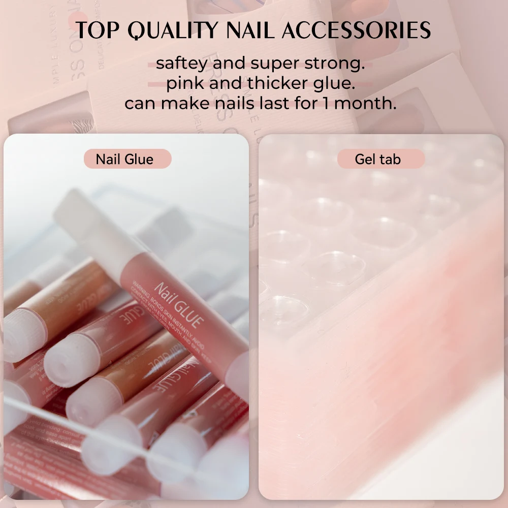 Wholesale 30 Piece Acrylic Luxury False Nails Private Label French Tip nail boxes for press ons