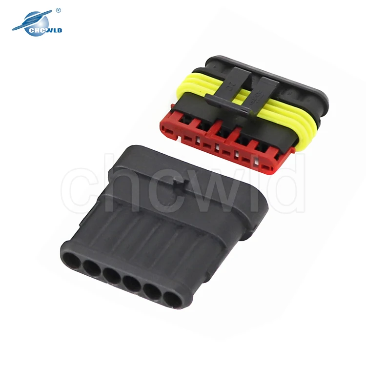 6 pin female sealed waterproof amp tyco automotive connector 282090-1