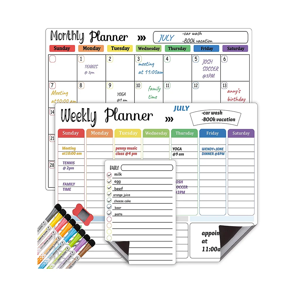 wholesale Magnetic Calendars for Refrigerator Monthly Weekly Organizer & Daily Notepad Wall & Fridge Family Calendar Dry Erase