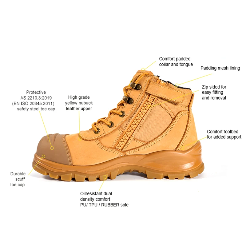 Australia Sale Work Safety Boots Steel Toe High Grade Nubuck Leather Safety Shoes Safety Boots