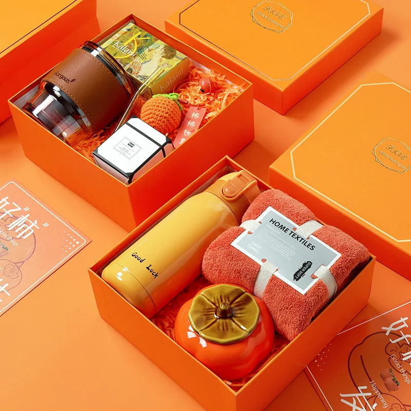 2023 Novelty Orange Notebooks Mugs Umbrellas Bottle Set Wedding Supplies Holiday Thanksgiving Gifts For Women Business Gift Set