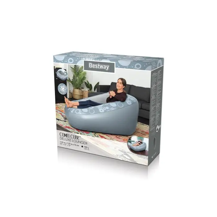 Bestway 75096 Comfortable Deluxe Inflatable Lounger Flocked Surface Lounge Sofa Chair