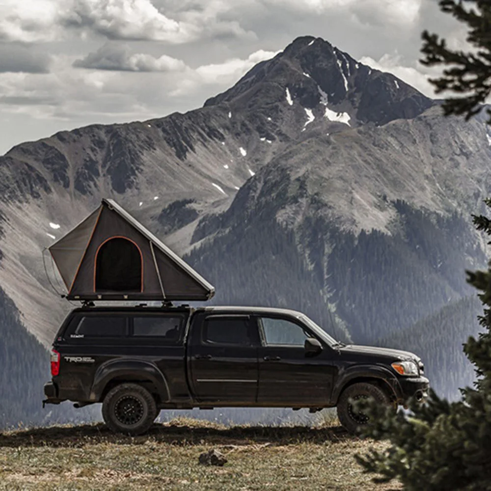 Hot Sales 2025 Hard Aluminium Alloy Triangle Shell Camping Canvas Car Roof Top Tent Soft Cover Rooftop for Sale