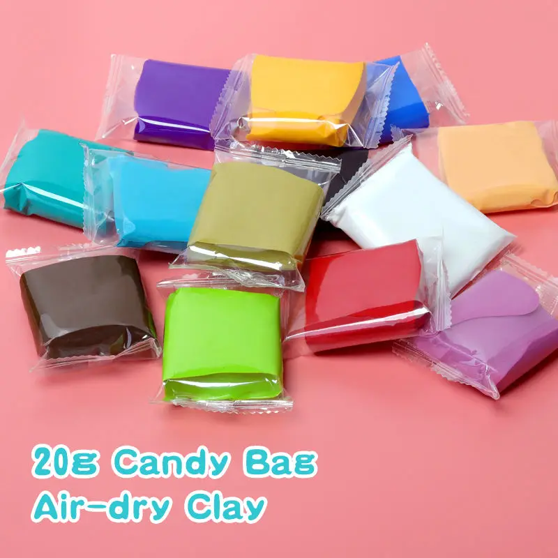 Air Dry Clay 20G/Bag Candy Bag Multi Color Modeling Super Ultra Light Plasticine Model Magic Storage Set 24 Colors Kids