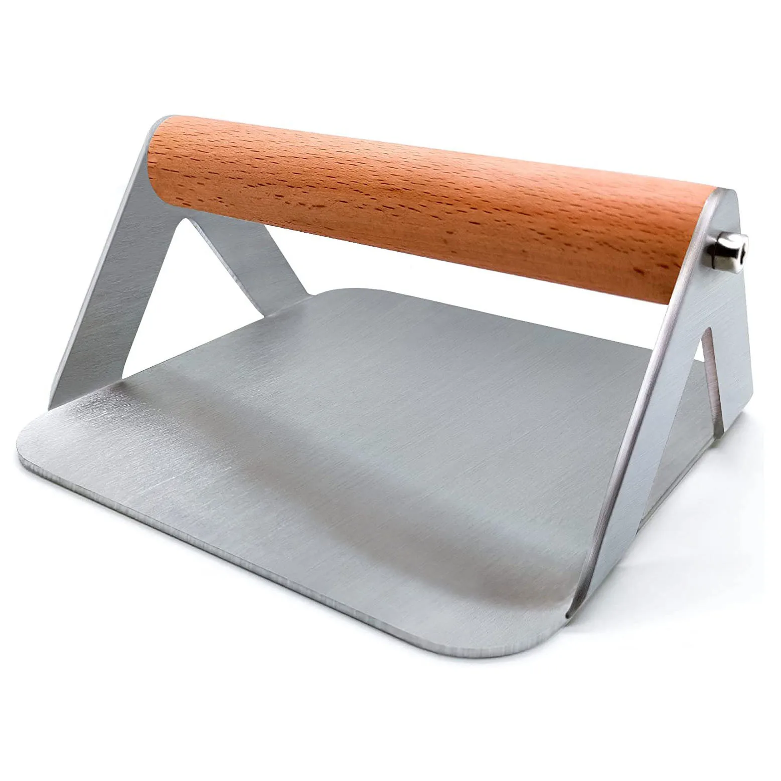 Bacon Press 6 Inch Heavy Duty Burger Smasher with Wood Handle Stainless Steel Hamburger Press for Griddle Accessories kit