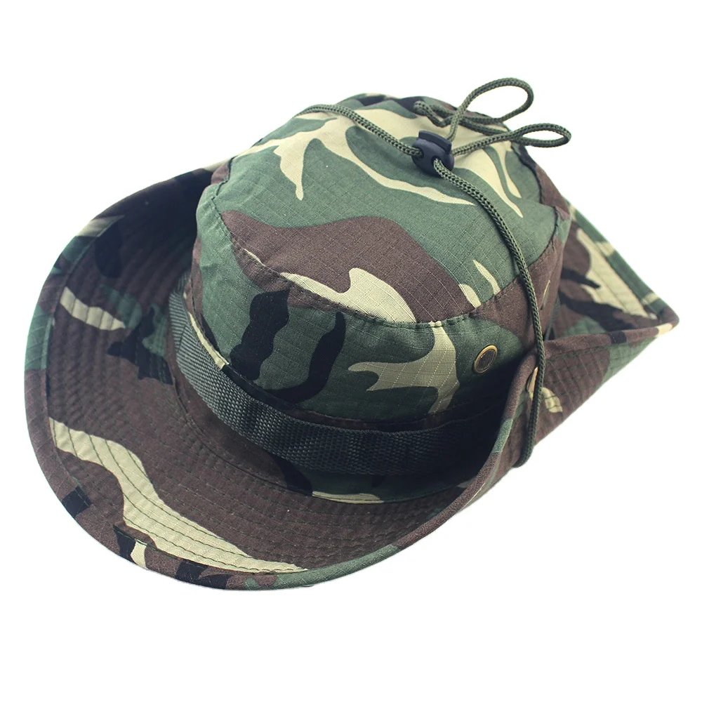 Men Women Outdoor Gardening Fishing Hiking Boonie Light String Fisherman Sun Hat UV Protection Safari Camping Bucket Hats