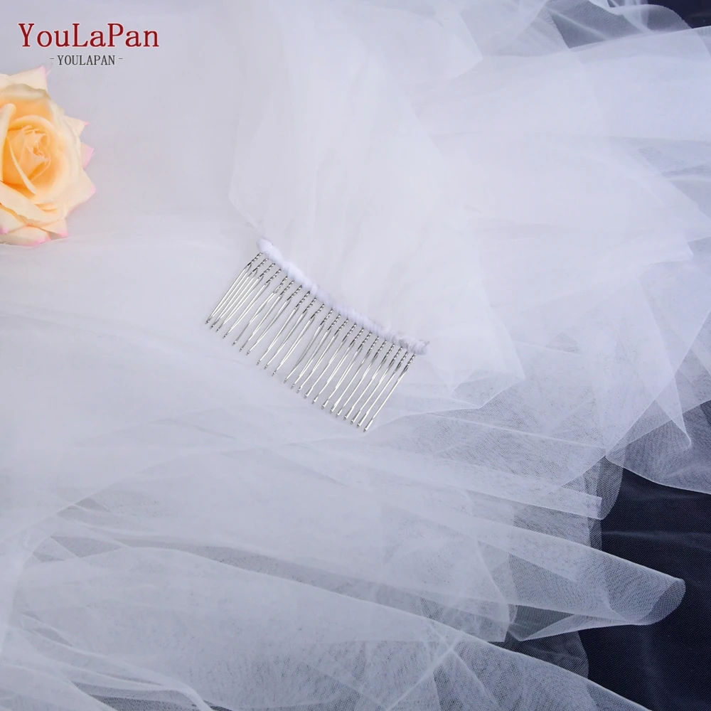 YouLaPan V117 Fashion Fold Edging Custom Polyester Double-Layer Wedding Bridal Veil 3 Meters Long