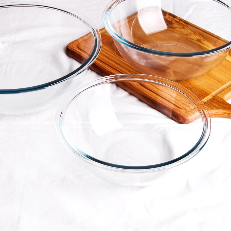 2L Clear Heat Resistant Borosilicate Tempered Glass Mixing Bowl without Lid